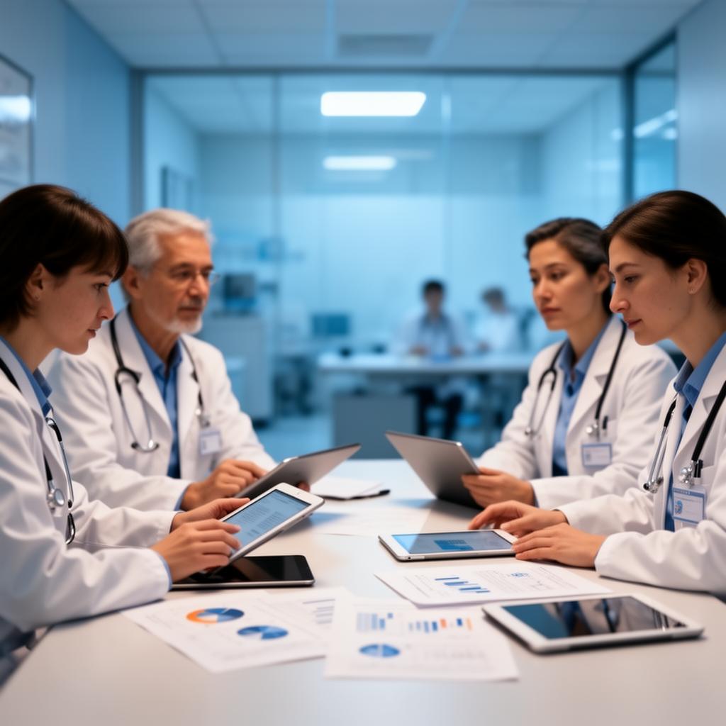 Equipo de investigadores clínicos colaborando